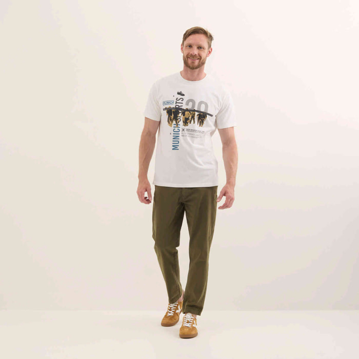 Camiseta de Algodón Orgánico con Logotipo Tipográfico Retro LIFESTYLE T-SHIRT GEORGE WHITE