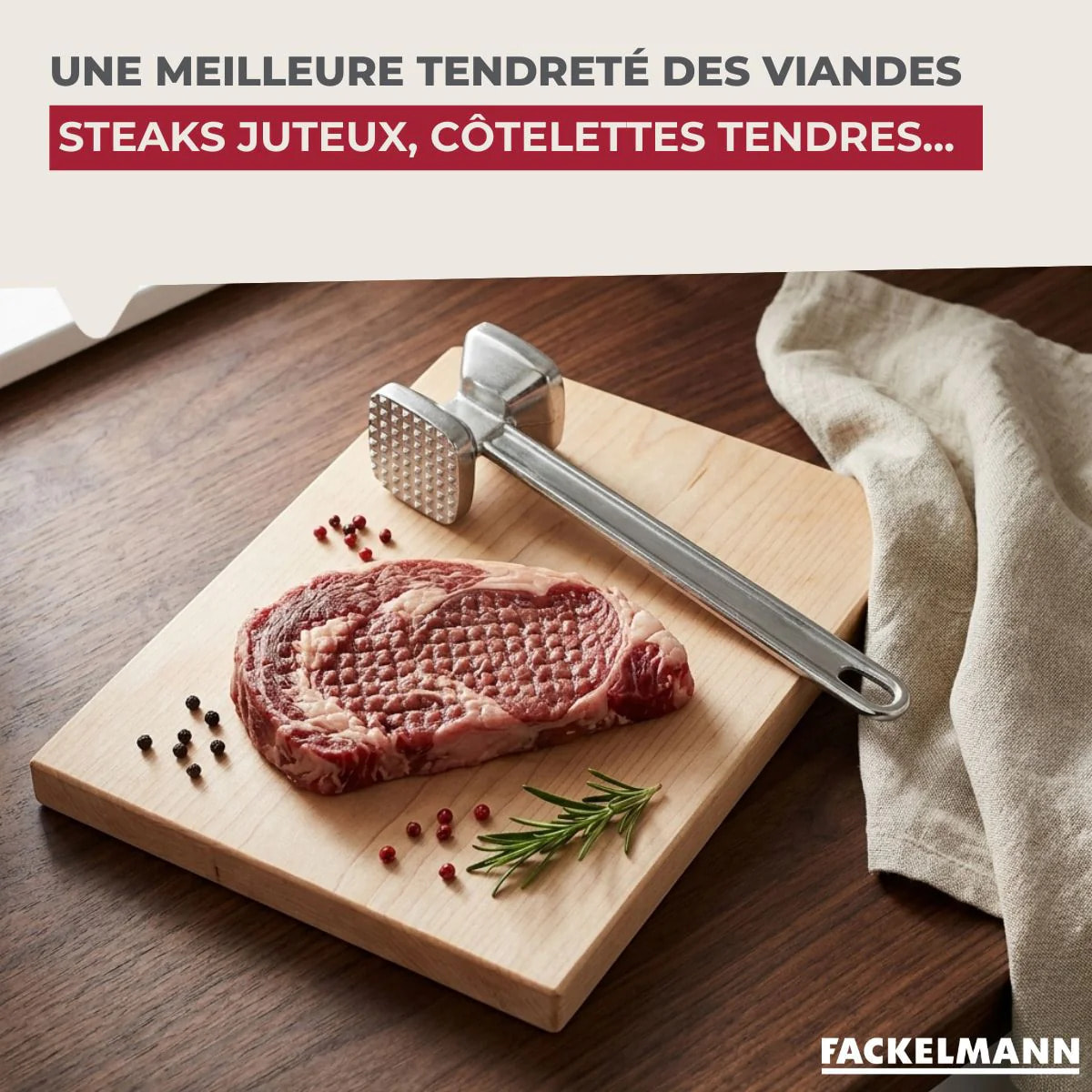 Attendrisseur à viande en aluminium 22 cm Fackelmann Basic