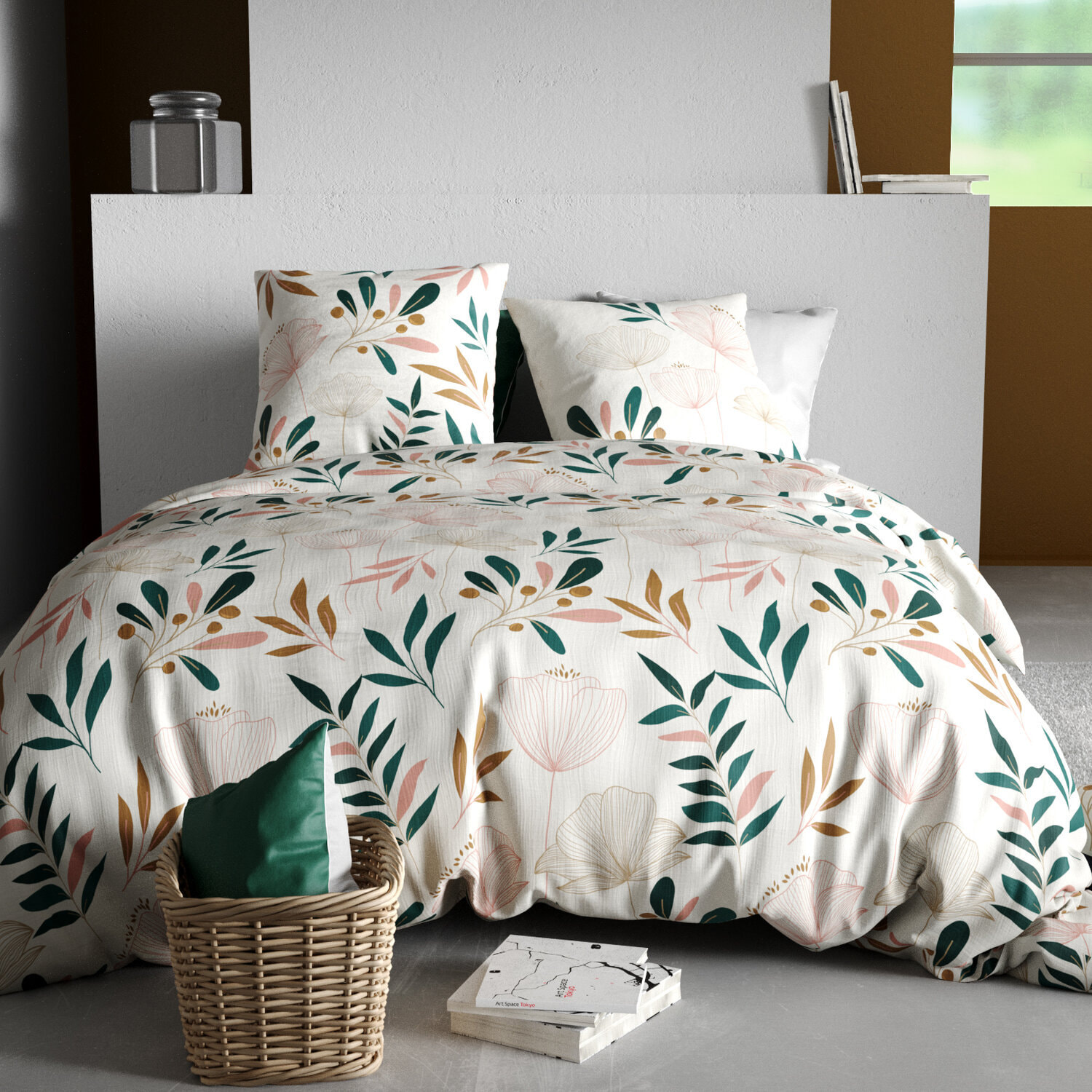 Parure housse de couette imprimé 100% coton - kano - beige