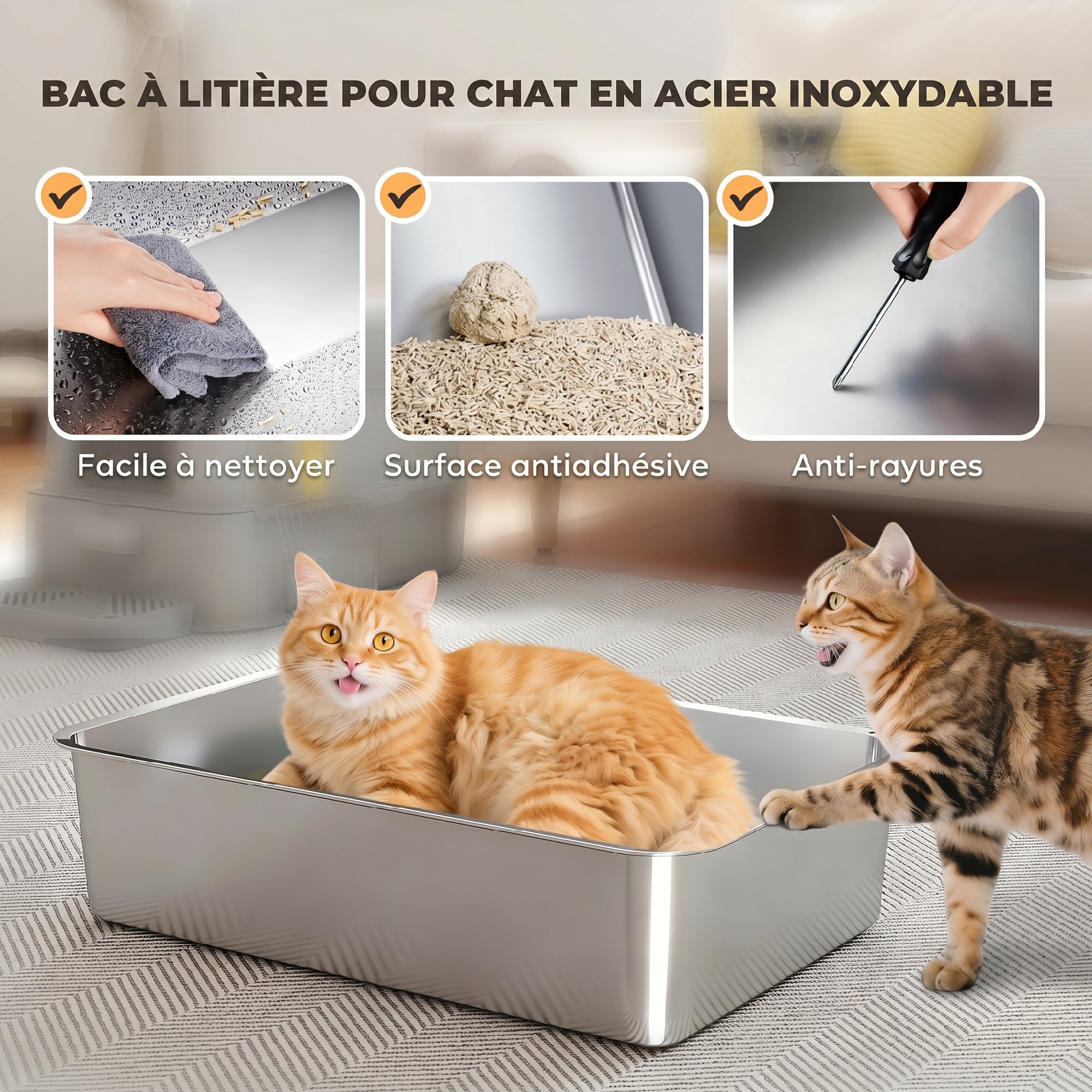 Maison de toilette XL 80L acier inox multi-accessoires gris