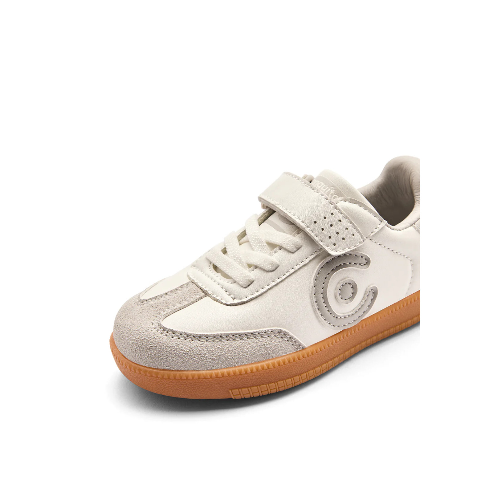 Sneakers basse bianche flessibili e resistenti per bambini