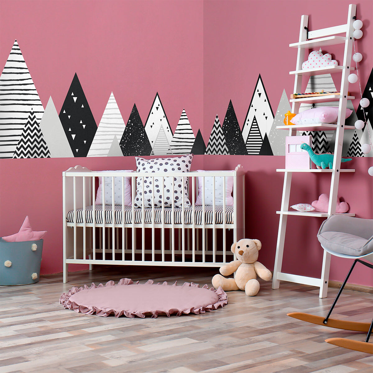 Stickers muraux enfants - Décoration chambre bébé - Autocollant Sticker mural géant enfant montagnes scandinaves MANONKA