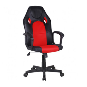 Fauteuil de gaming à roulettes en mesh et simili noir réglable et inclinable - AZERTY