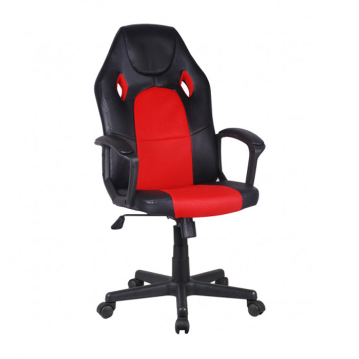Fauteuil de gaming à roulettes en mesh et simili noir réglable et inclinable - AZERTY