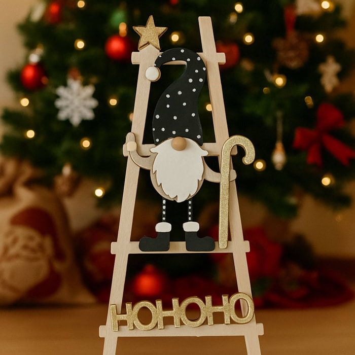 Gnomo decorativo en una escalera 'hohoho' h.50cm