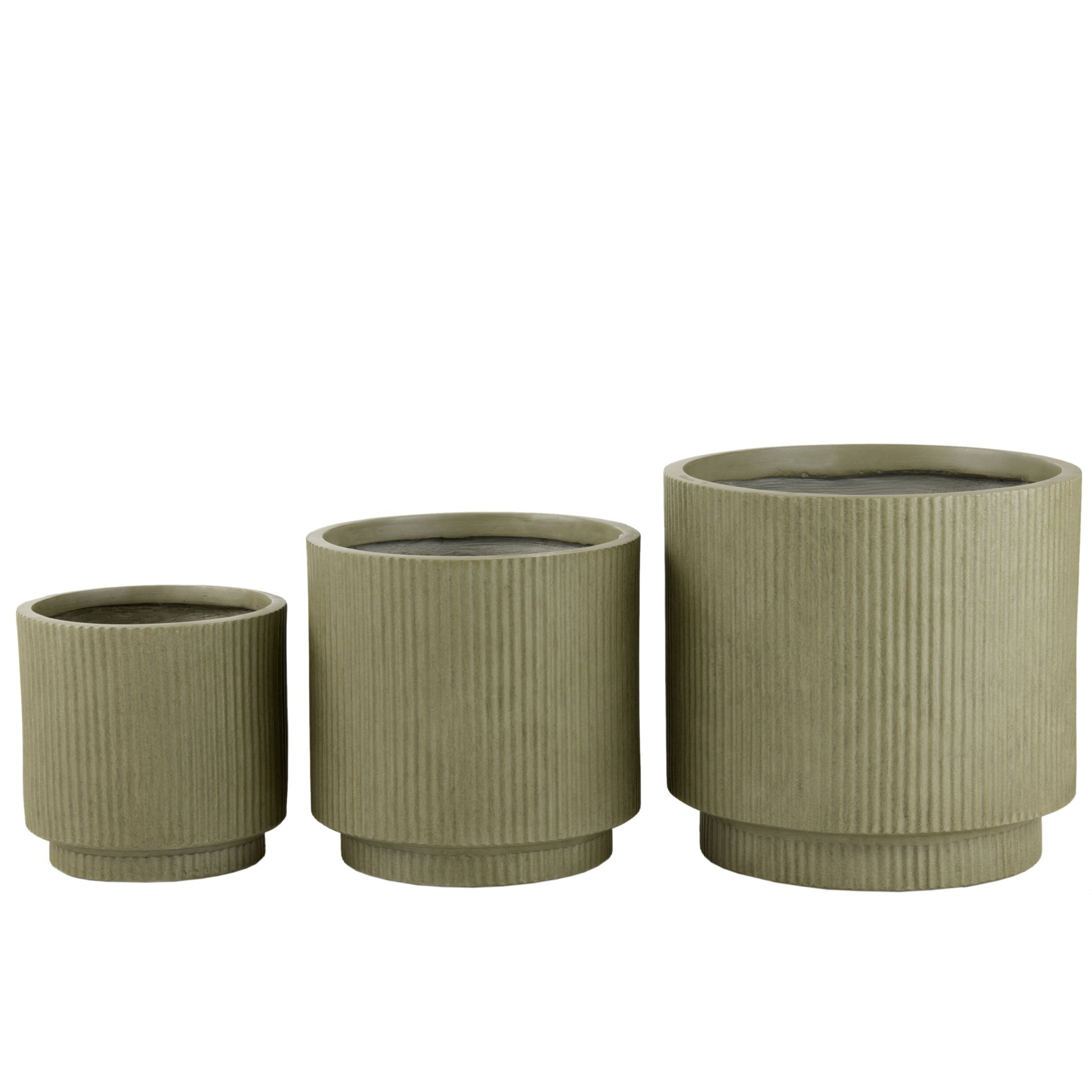 J-Line Set De 3 Cachepots Misty Argile Vert