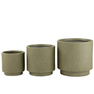 J-Line Set De 3 Cachepots Misty Argile Vert