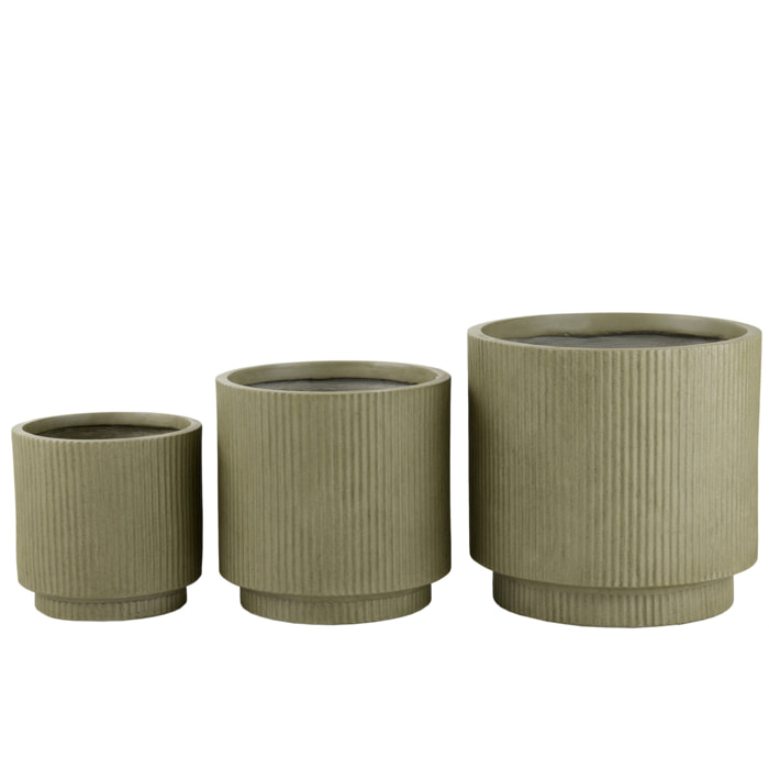 J-Line Set De 3 Cachepots Misty Argile Vert