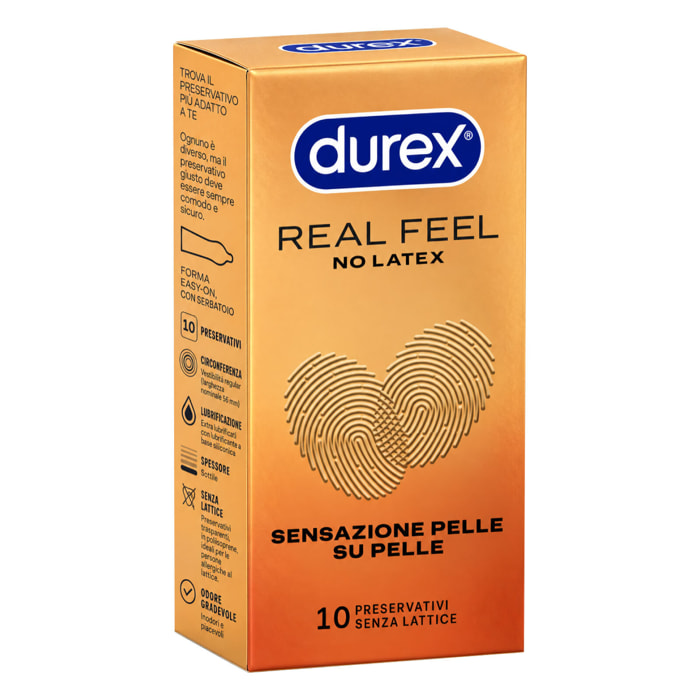 2x Preservativi Durex Real Feel con Forma Easy On Senza Lattice 2 Confezioni da 10 Profilattici + Durex Intense Orgasmic Stimulating Gel Stimolante per Orgasmo Femminile da 10ml