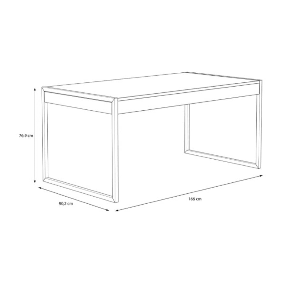 Table de repas en bois effet et métal noir 2 tiroirs L166cm - BUDDY