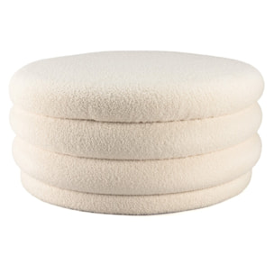 LEOPOLD - Pouf L en tissu bouclette écru avec rangement