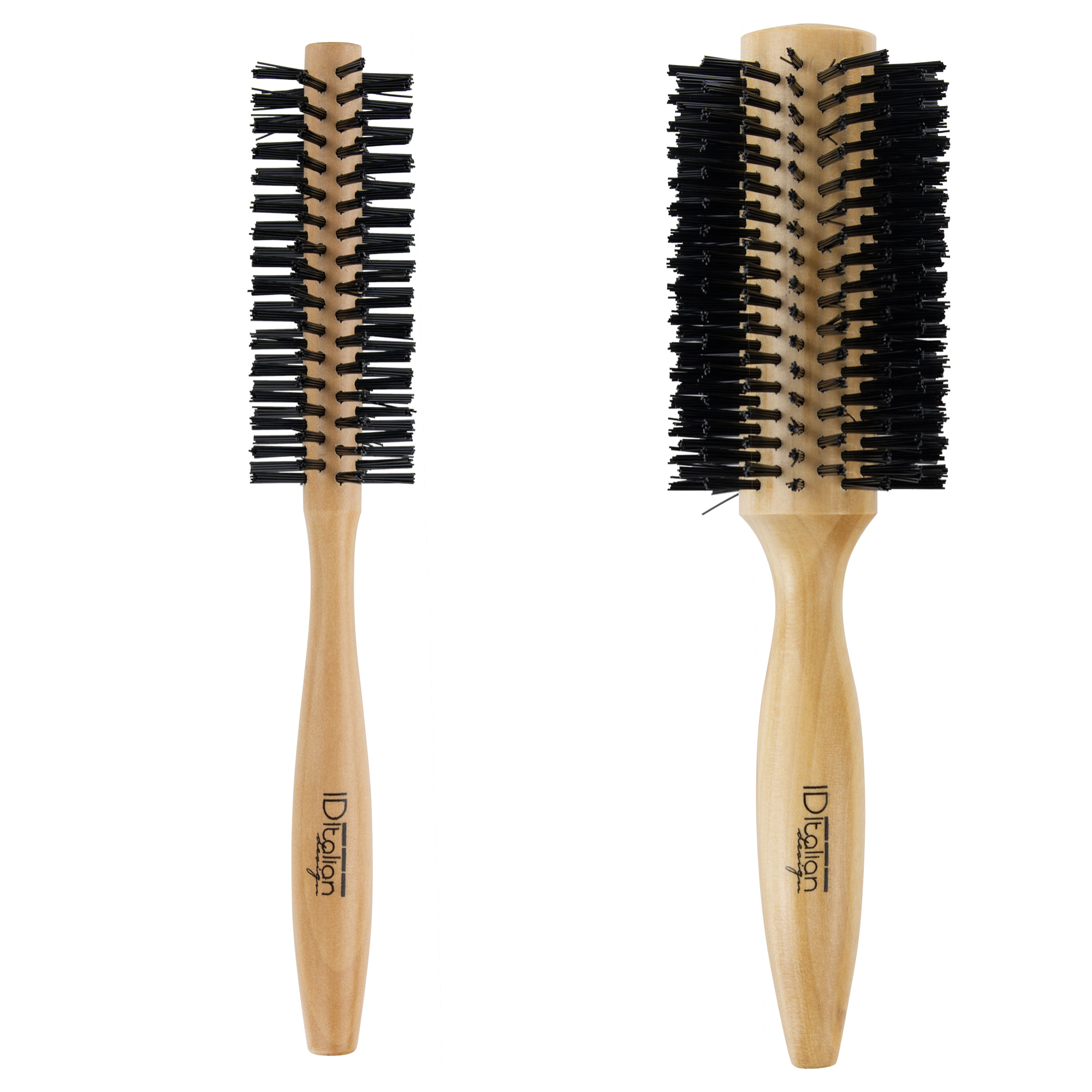 Lot de 2 brosses rondes en bois - 33 mm + 13 mm
