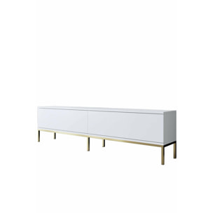 Mobile porta TV Dpetrell, Credenza da soggiorno, Armadio basso per TV, Base parete attrezzata, 180x30h47 cm, Bianco e Oro