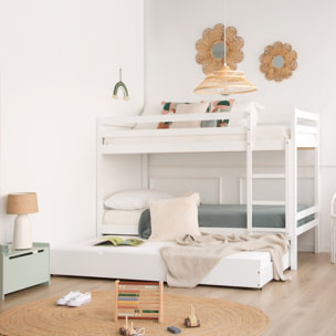 Lit superposé Kivu -bois de pin-couleur laqué blanc mat 205 x 144 x 101 cm