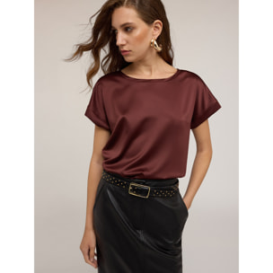 Motivi - T-shirt bimaterica - Marrone