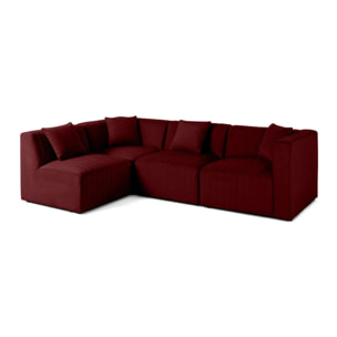 Nova - canapé modulable d'angle gauche - 5 places - en velours - Rouge