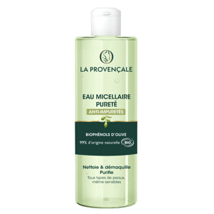 La Provençale - Eau Micellaire Pureté Anti-Impuretés - Biophénols d'Olive - Tous types de peaux, même sensibles - 400ml