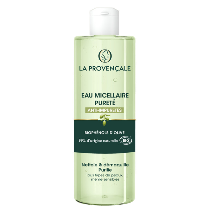 La Provençale - Eau Micellaire Pureté Anti-Impuretés - Biophénols d'Olive - Tous types de peaux, même sensibles - 400ml