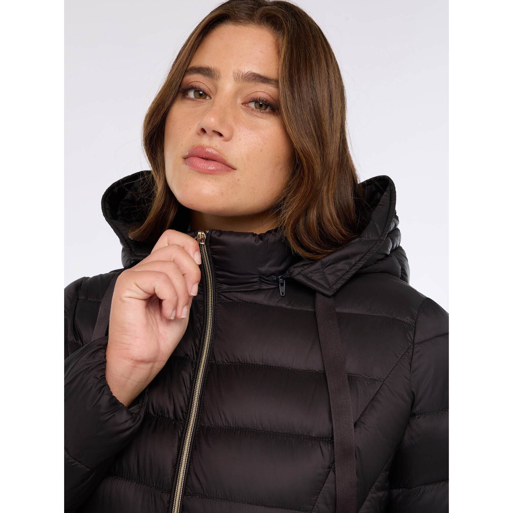 Fiorella Rubino - Plumífero largo con capucha desmontable - Negro