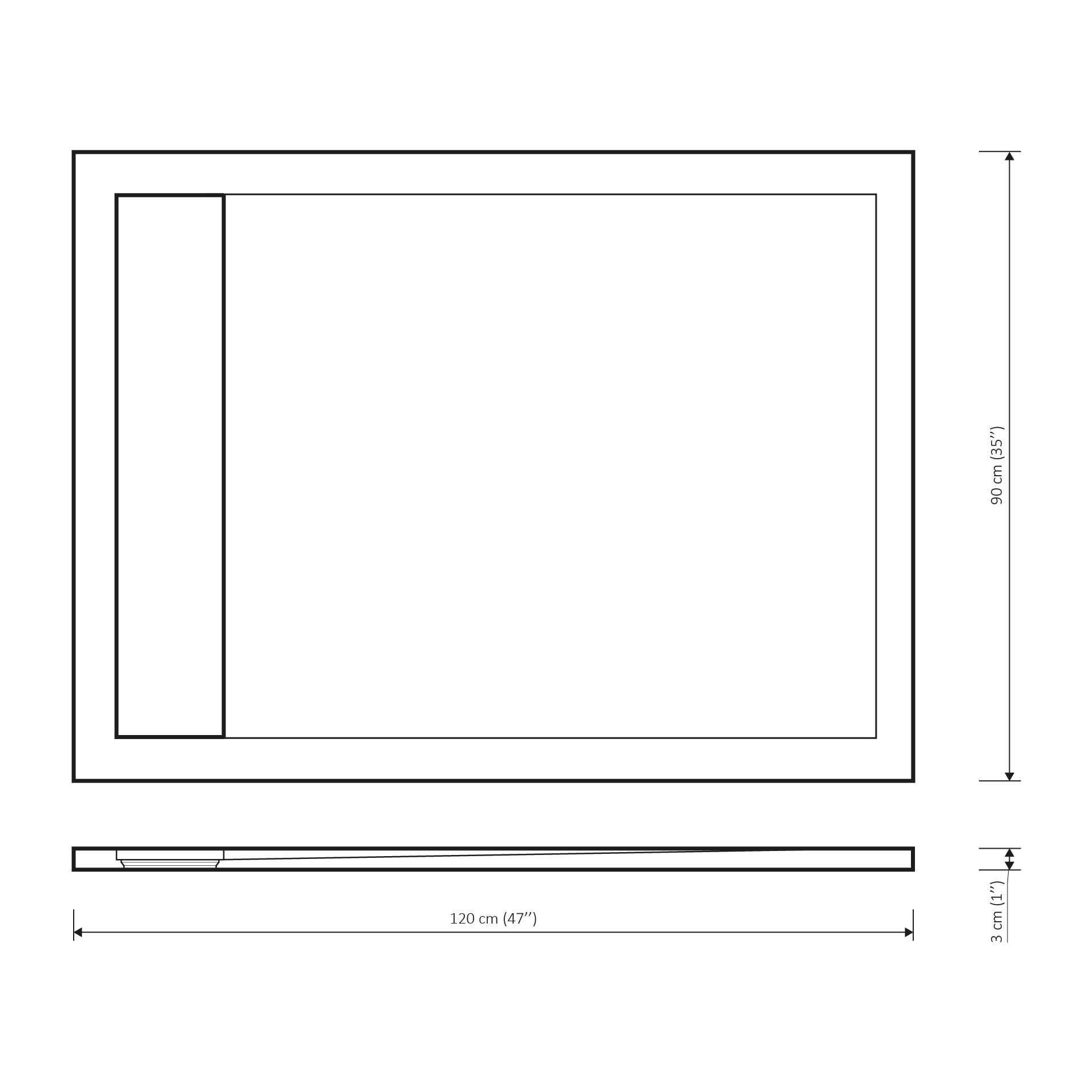 Alda Receveur de douche 120x90cm en pierre de synthèse durable, gris mat (ALD15-12090G)