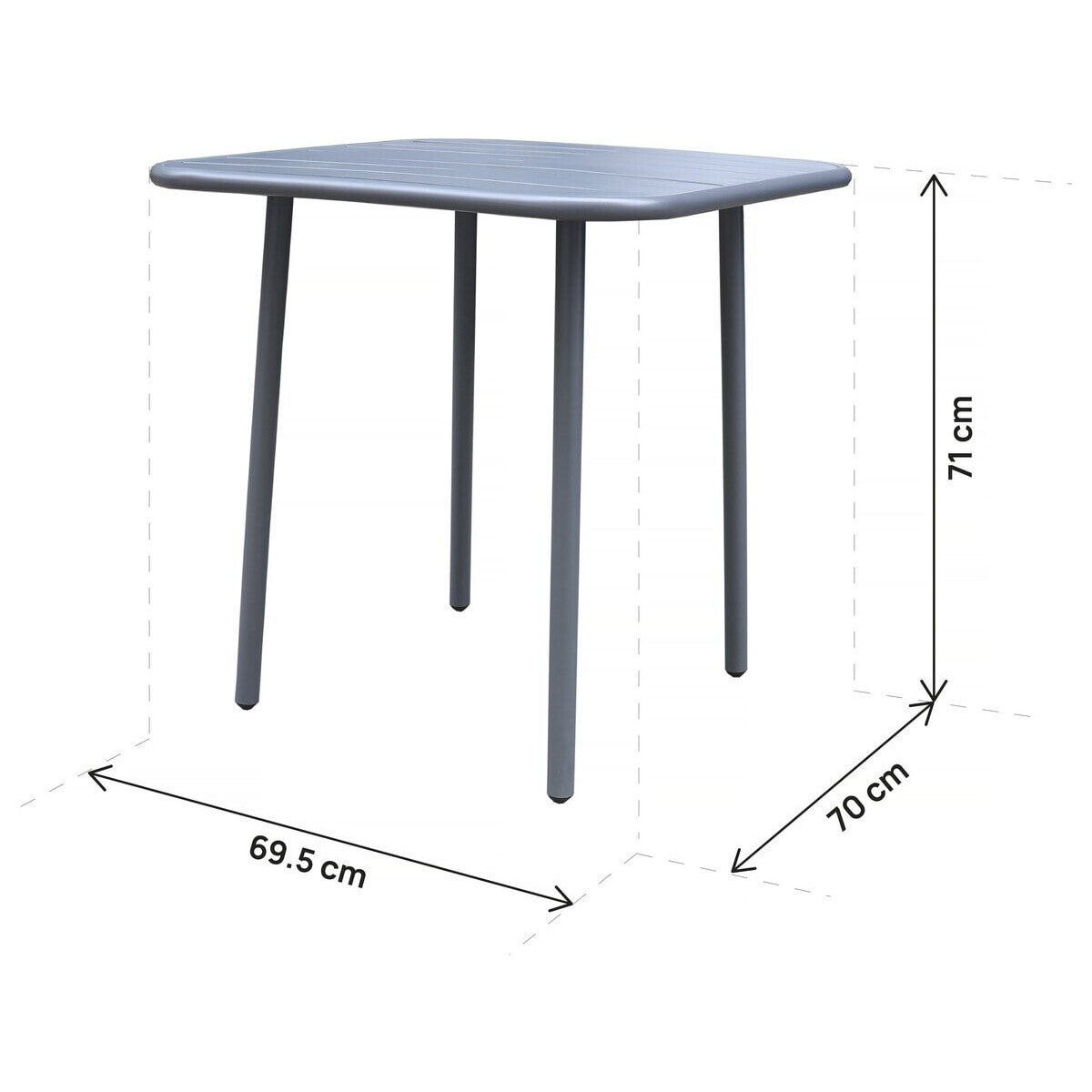 Table de jardin en métal "Bilbao" - 70 x 70 x 71 cm - Gris