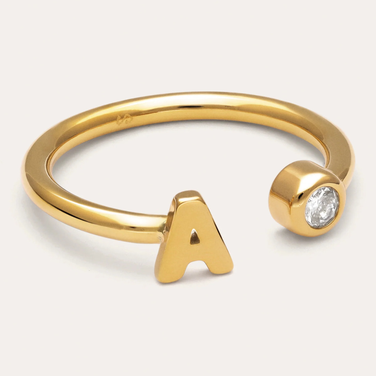 Anello Personalizzato Letter Spark  Acciao Placcato Oro