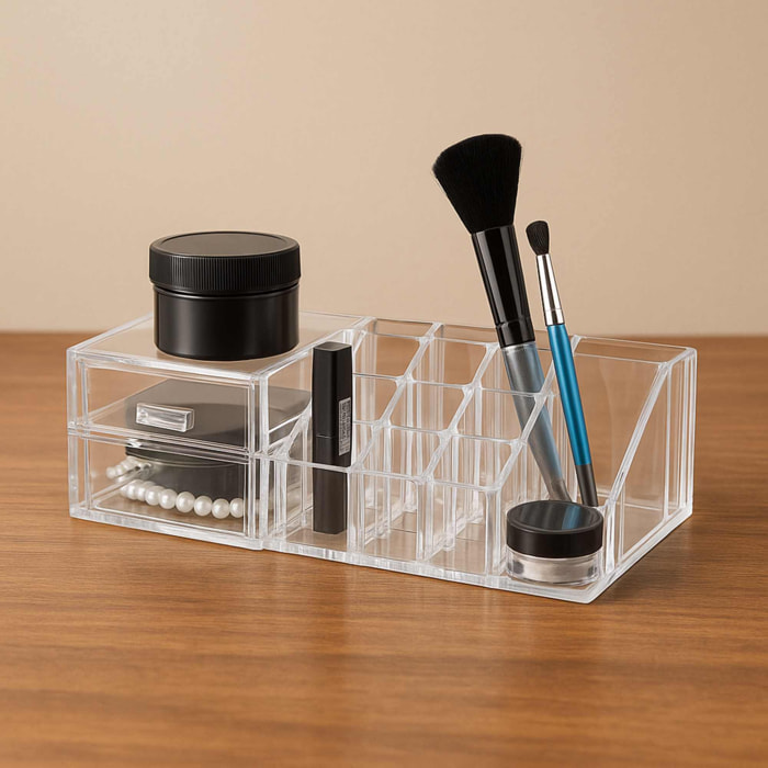 Organizador de maquillaje con cajones - material ps, dimensiones 30x13x9cm - peso 665g