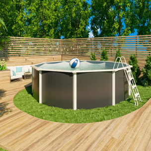 Piscine hors sol acier ronde Diamètre 4,55 x 1,32 m anthracite VARUNA