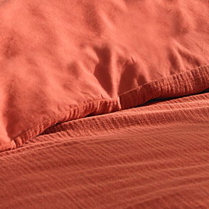 Parure de lit en gaze de coton - Terracotta