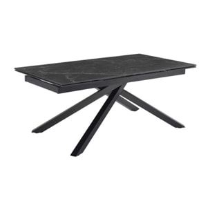 Table extensible céramique noir marbré 180/260cm - 8 piètements - UNIK