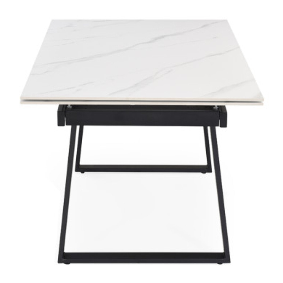Table extensible céramique blanc marbré 180/260cm pieds métal - UNIK
