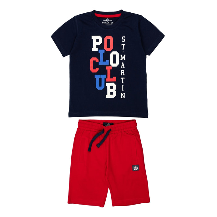Set t-shirt e shorts jersey Polo Club St Martin Blu
