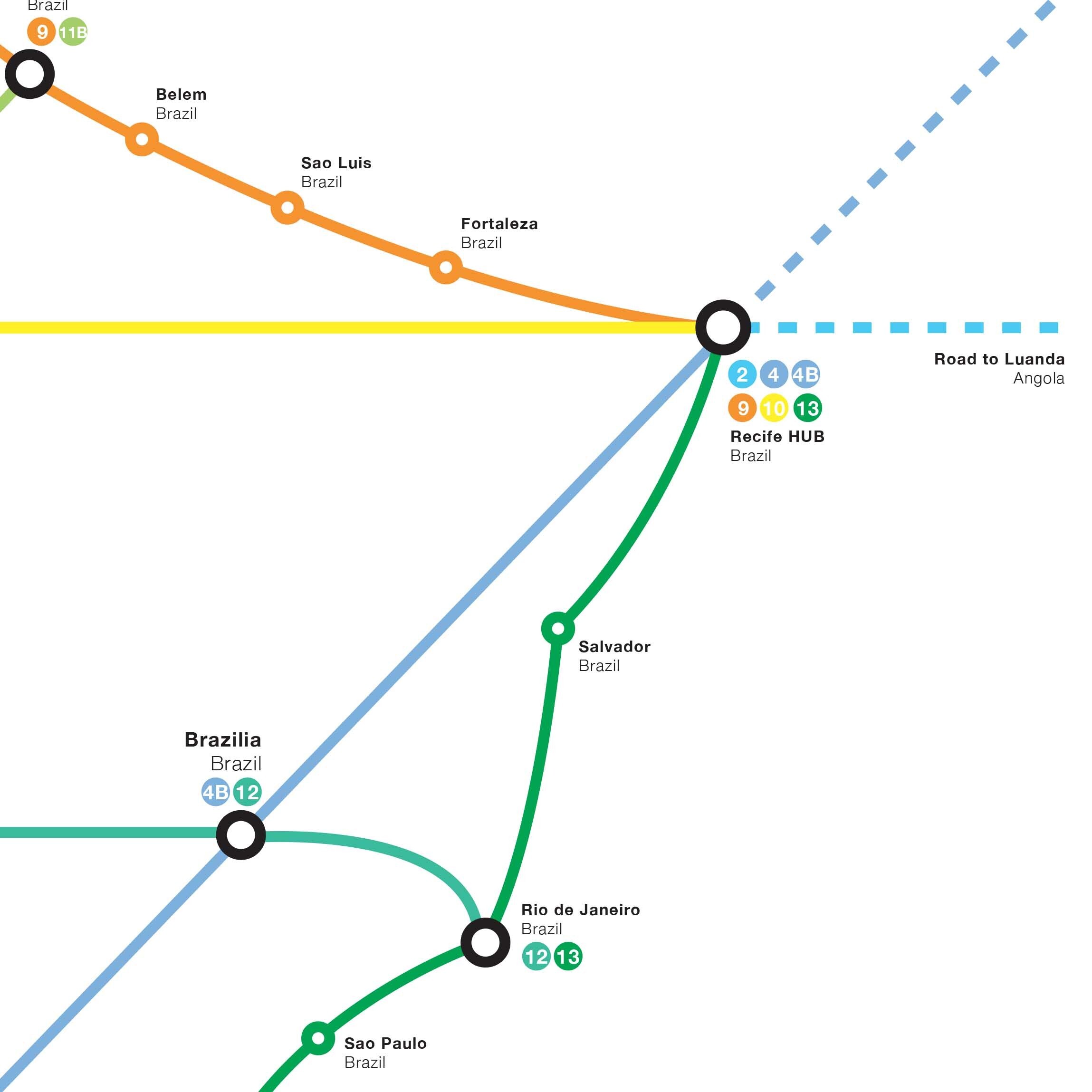 Affiche 50 x 70 cm - South America Metro Map - Olivier Bourdereau