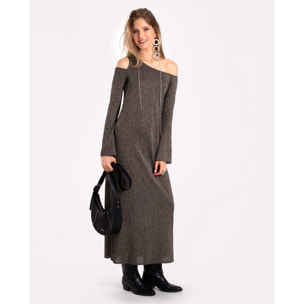 Vestido largo de punto con brillo