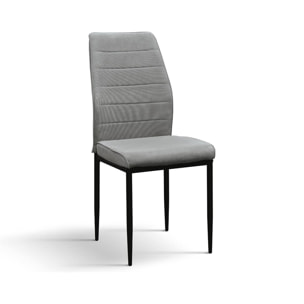 Set di 4 sedie LUBIANA in tessuto grigio e gambe in metallo nero opaco