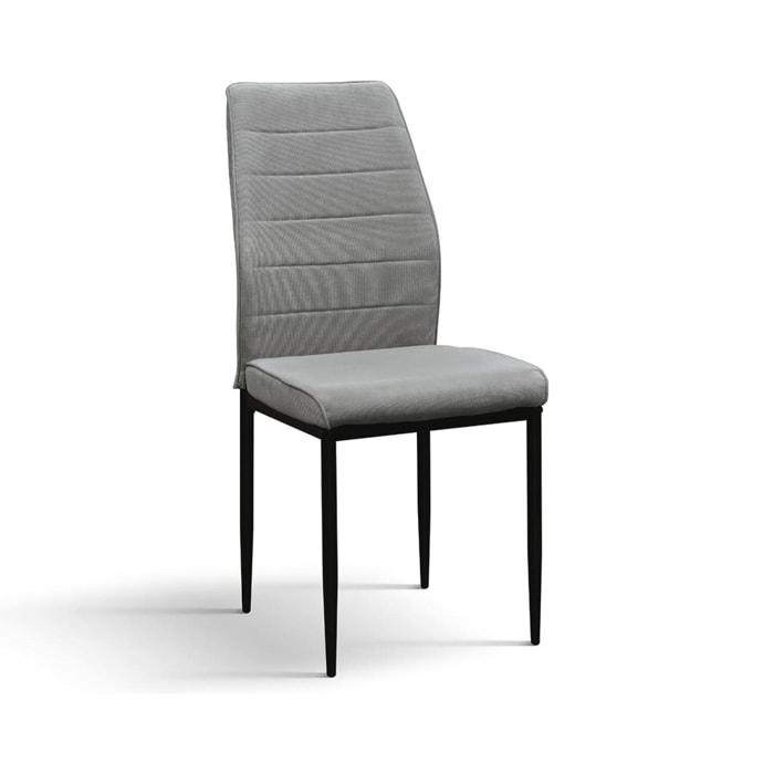 Set di 4 sedie LUBIANA in tessuto grigio e gambe in metallo nero opaco