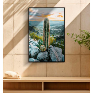 STAMPA SU TELA LACCATA C/CORNICE CACTUS -A- CM 60X4X90