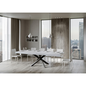 Mesa extensible 90x160/264 cm Volantis Premium Fresno Blanco estructura Antracita