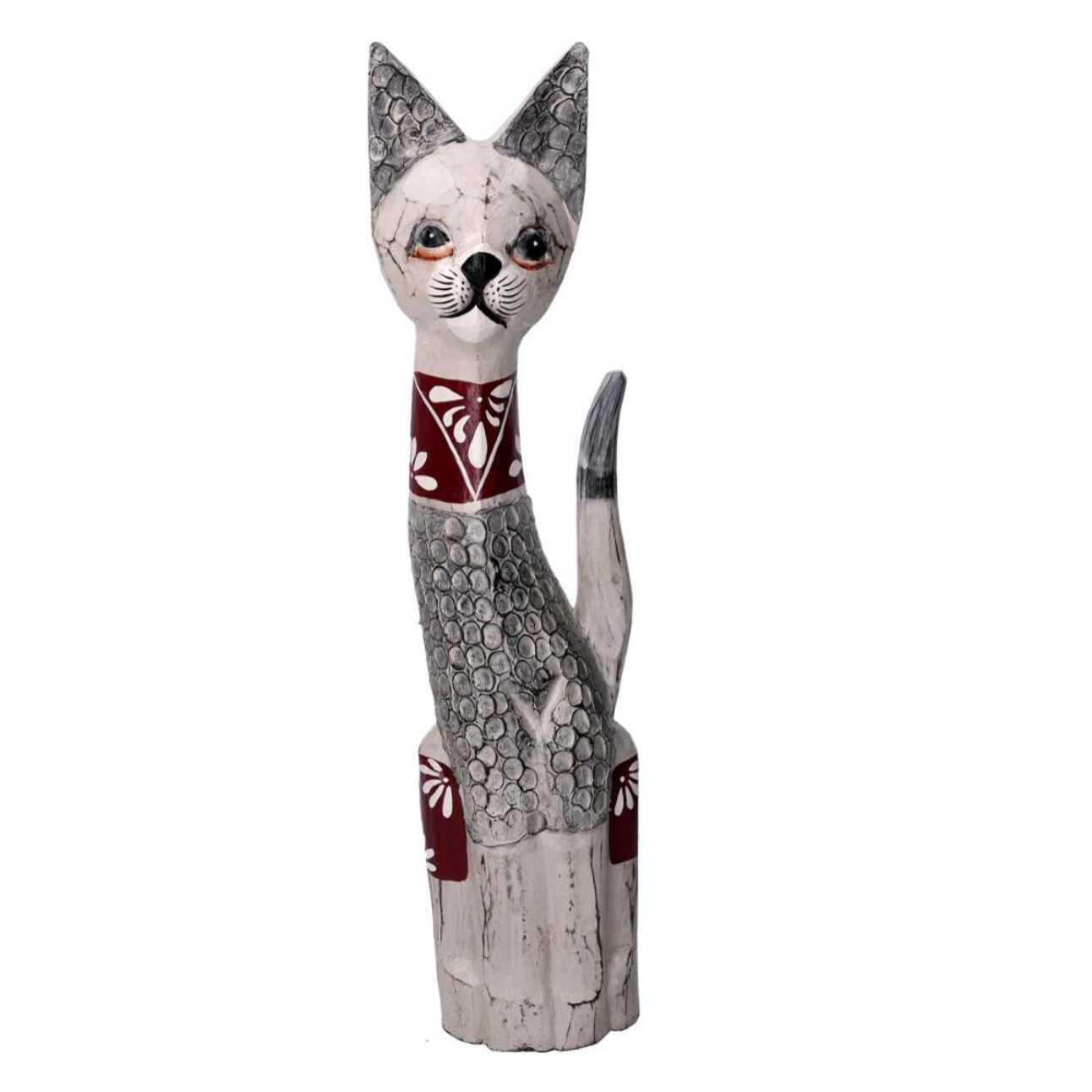 Set di 3 gatti in legno grigio cm h60/80/100