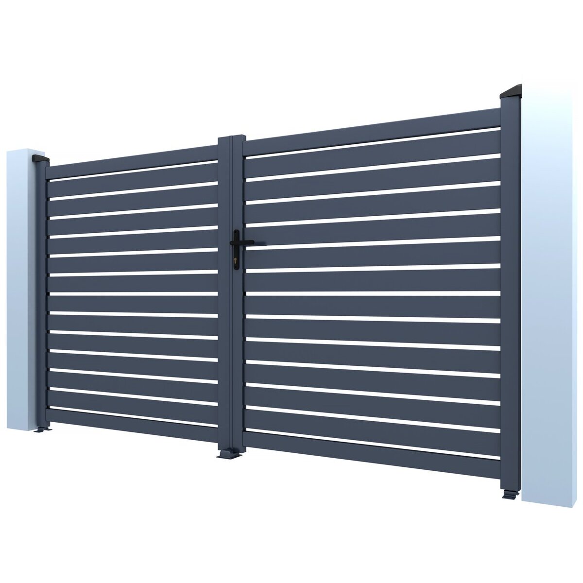Portail aluminium semi ajouré "Julien" - 300 x 180 cm - Gris