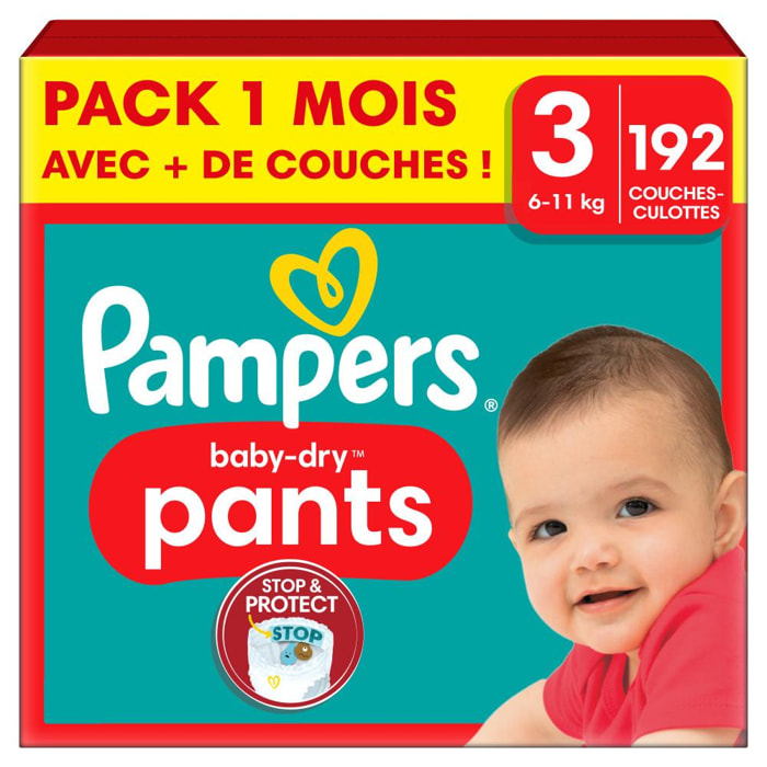 192 Couches-Culottes Baby-Dry, Taille 3, 6-11 kg