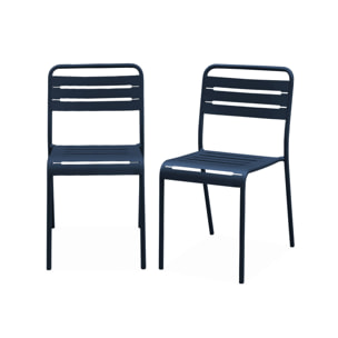 Lot de 2 chaises de jardin acier. 2 places. marine. Amelia. L44 x P52 x H79cm