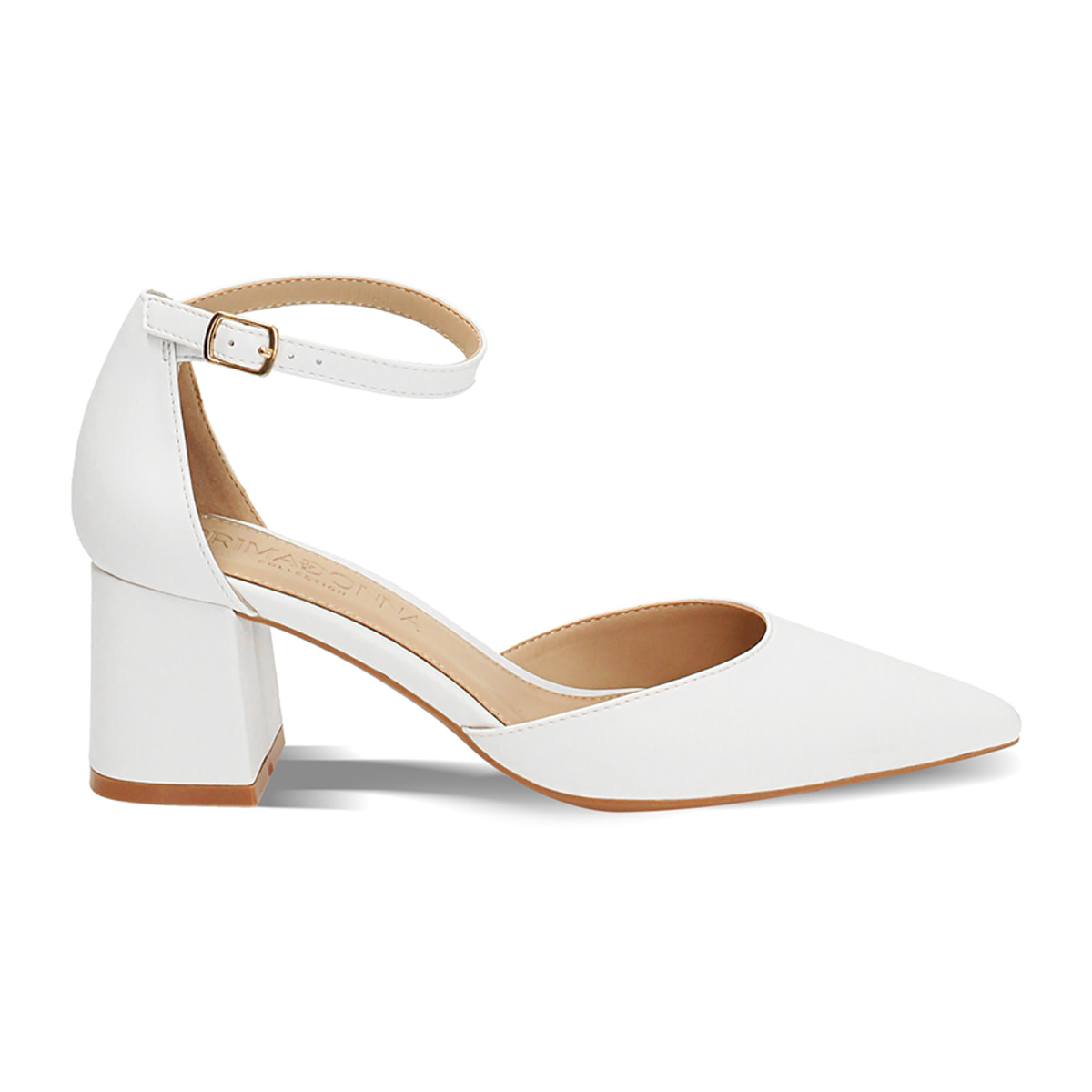 Open shank mujer blancas con tacón ancho
