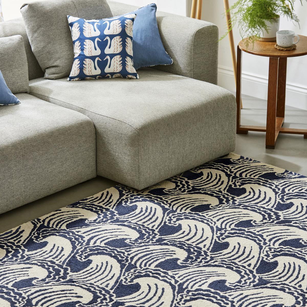 Tapis salon et chambre fait à la main en laine motif géométrique NUITORH