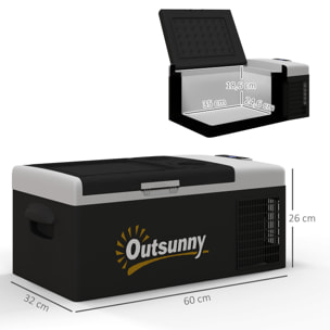 Nevera Compresor Portátil 16L Refrigerador de Coche -20℃-10℃ 12 / 24V DC y 100-240V CA con Modos ECO/MAX para Camping Viajes 60x32x26 cm Negro y Gris