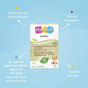 PEDIAKID - Diaréa - Pour les besoins nutritionnels en cas de gastroentérite aiguë ou diarrhée associée aux antibiotiques - Dès la naissance - Sachets de poudre à diluer - Goût neutre - Lot de 2