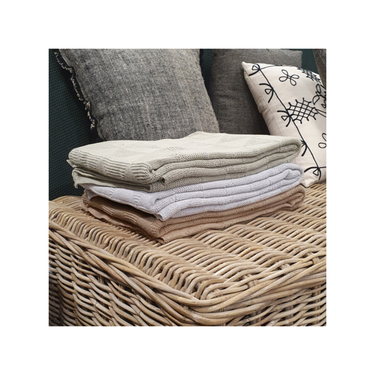 Plaid tricot 100x150 cm en coton - MARINA