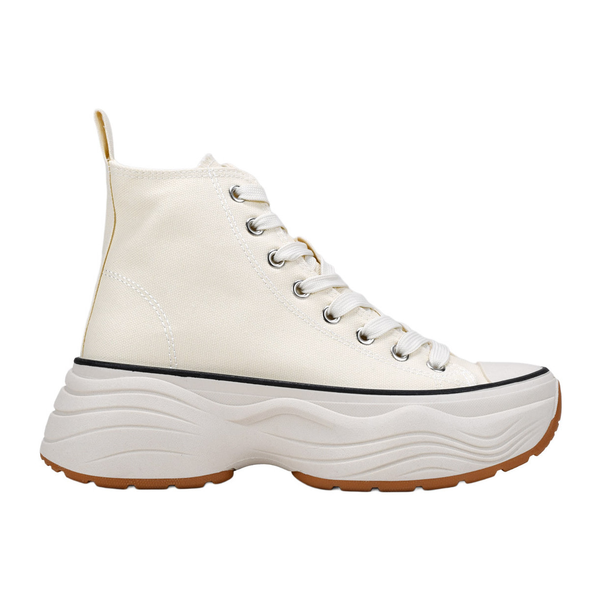 Zapatillas altas de tela beige