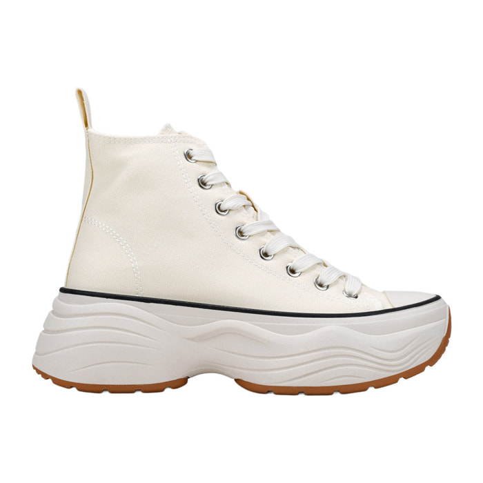 Zapatillas altas de tela beige