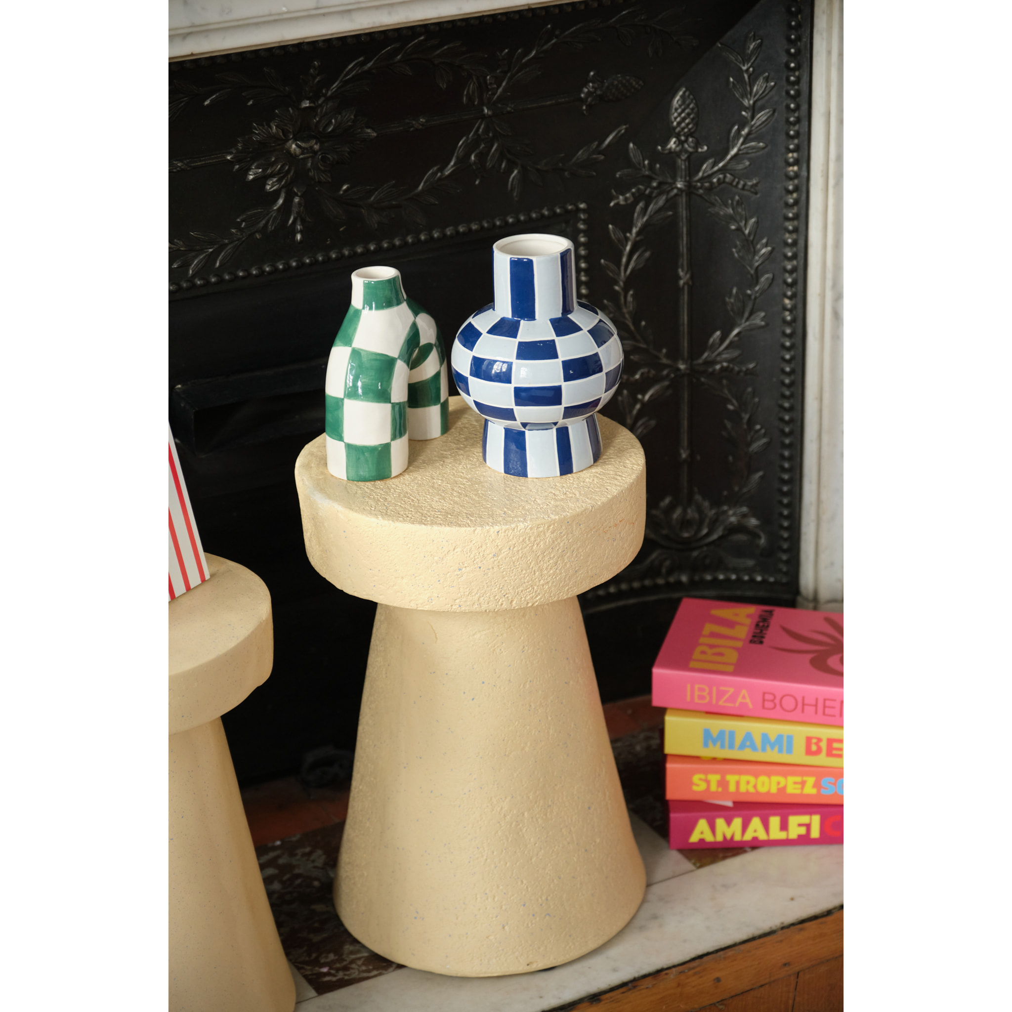 Phoenix - Vase art moderne à damier vert